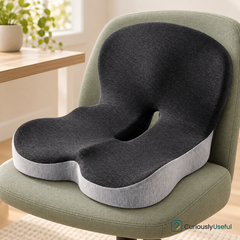 Dark Gray and Light Gray memory foam cushion on a sage chair.