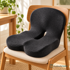 Dark Gray one-piece contoured memory foam chair cushion.