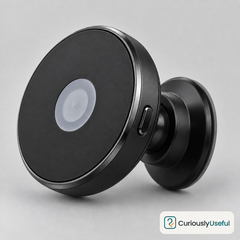 Black magnetic car phone mount showing compact adjustable mounting base