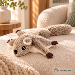 Flying Squirrel interactive plush cat toy in warm premium indoor setting